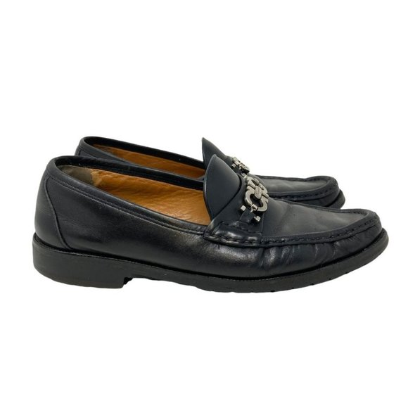 Salvatore Ferragamo Gancini Black Leather Horse Bit Moc Toe Loafer - Size 8 main image 8